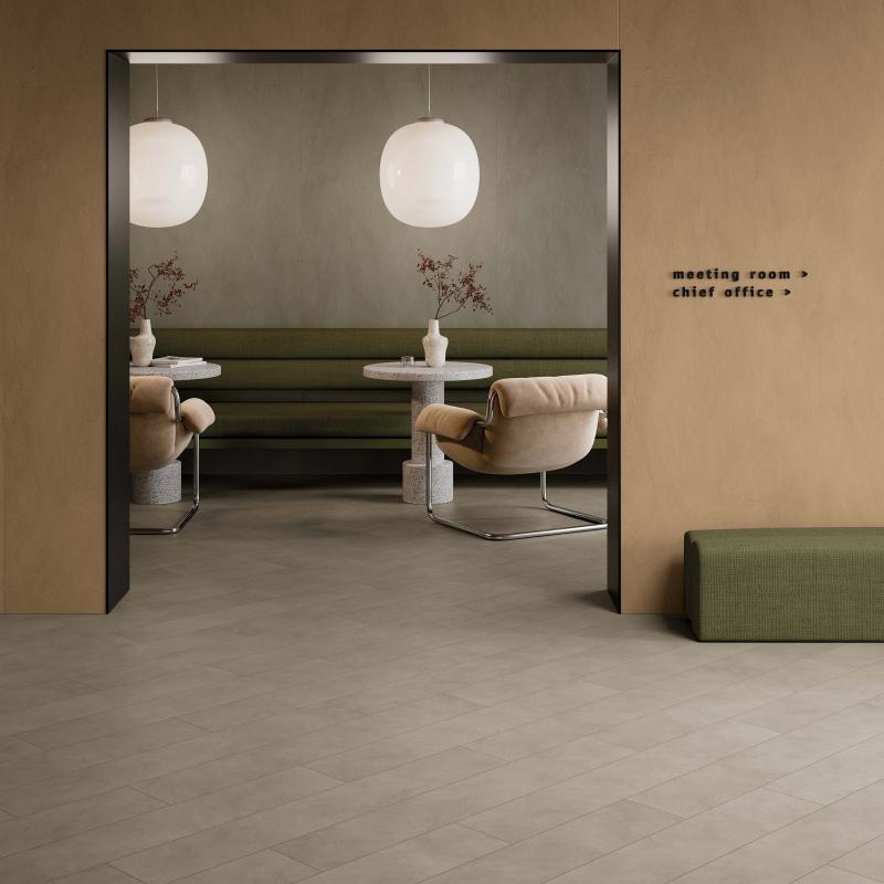 Carrelage en grès cérame aspect résine, taupe, 60x120 cm - CS25065
