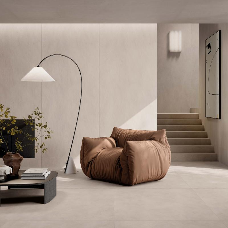 Carrelage en grès cérame aspect résine, sable, 120x120 cm - CS25089