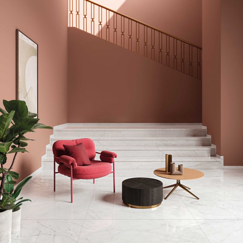 Carrelage en grès cérame effet marbre Carrara, poli, 120x120 cm - CS25097
