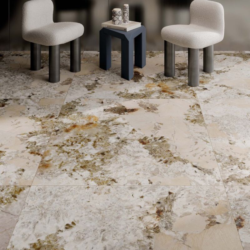 Carrelage de sol en grès cérame effet marbre Patagonia, mat, 60x120 cm - CS25059