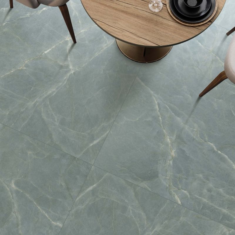 Carrelage de sol en grès cérame effet marbre, vert, mat, 60x120 cm - CS25058