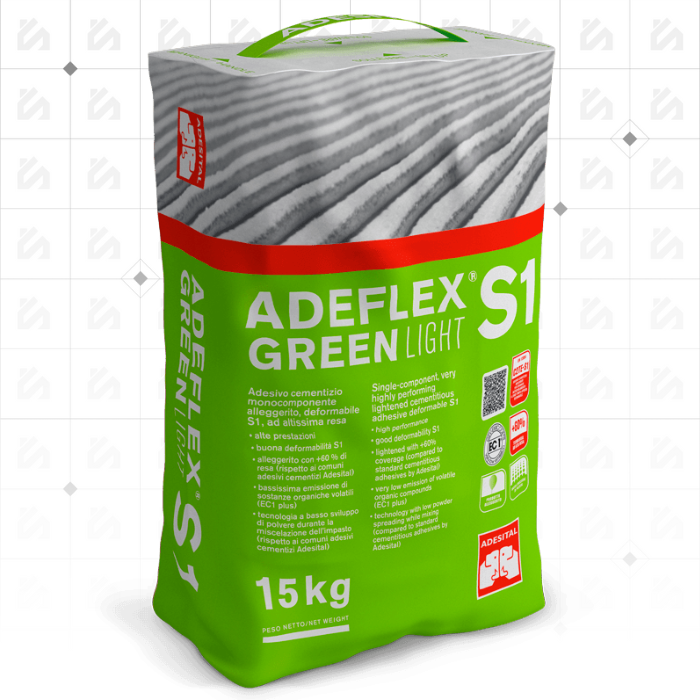 Adesital Adeflex Green Light S1 White CT2E - Adhésif pour Carrelage (15kg sac)