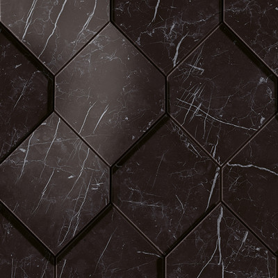 Mosaïque Atlas Concorde Marvel Stone Nero Marquina Esagono 3D 28.2X35.3 - AS4B