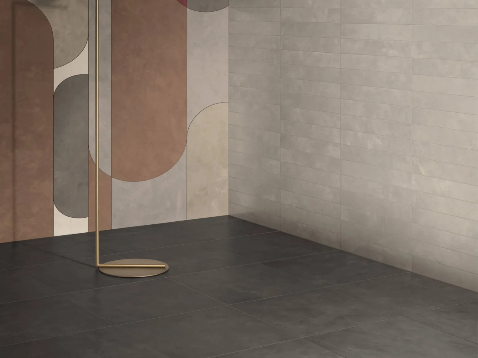 Carrelage en grès cérame aspect béton-résine, noir, 60x120 cm - CS25025