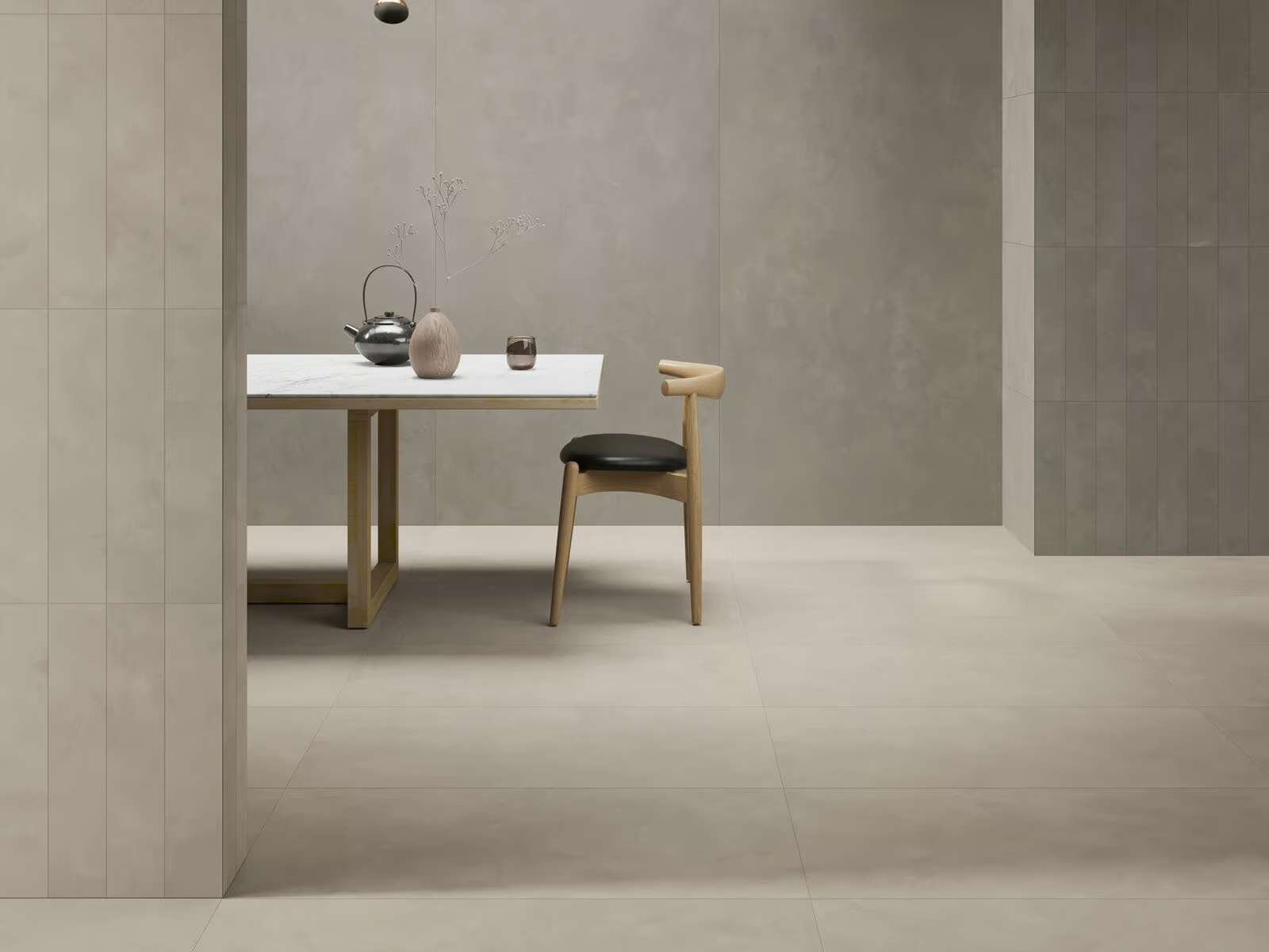Carrelage en grès cérame aspect béton-résine, taupe clair, 60x120 cm - CS25020