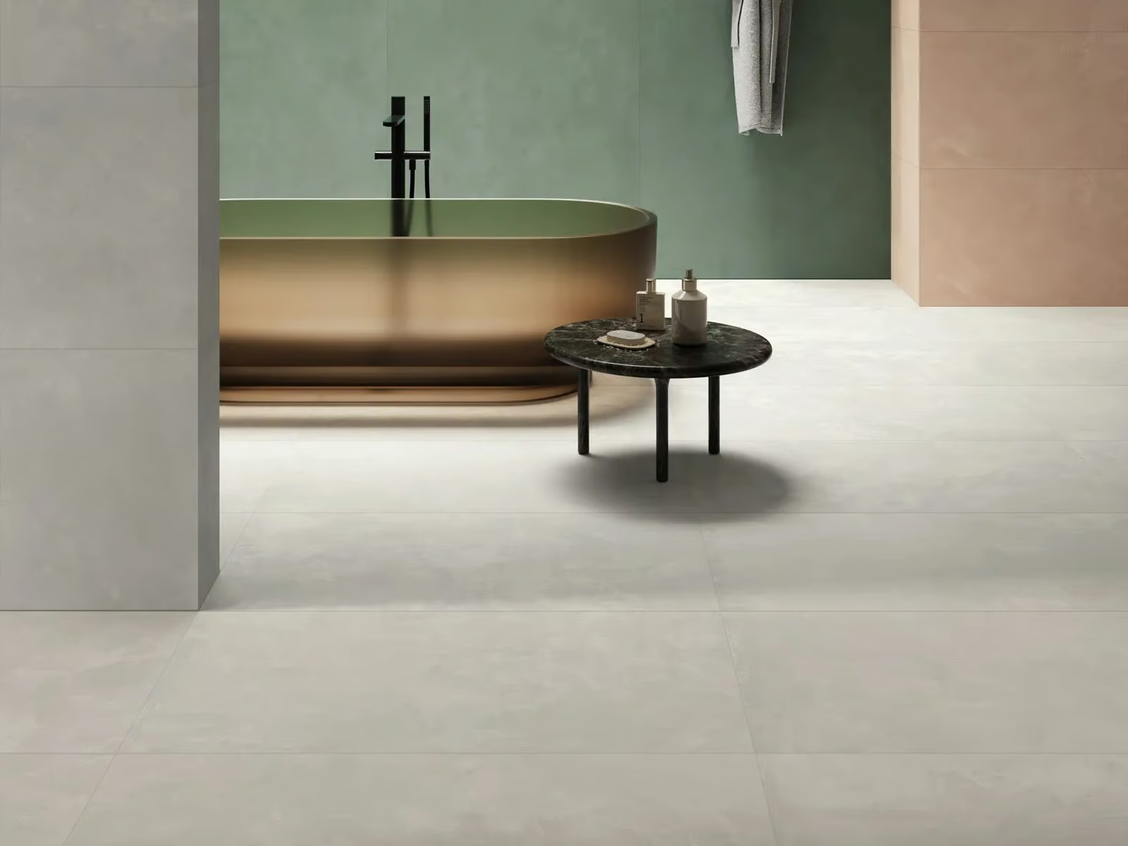 Carrelage en grès cérame aspect béton-résine, gris, 60x120 cm - CS25016