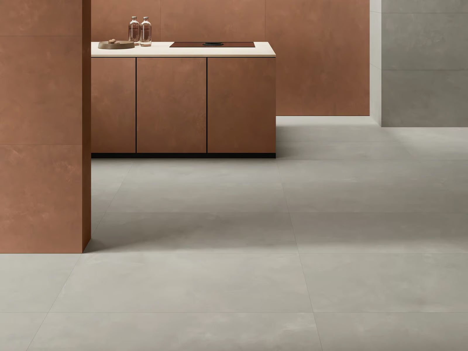 Carrelage en grès cérame aspect béton-résine, gris clair, 60x120 cm - CS25021