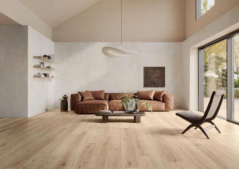 Carrelage de sol en grès cérame aspect bois naturel, beige, 20x120 cm - CS25011