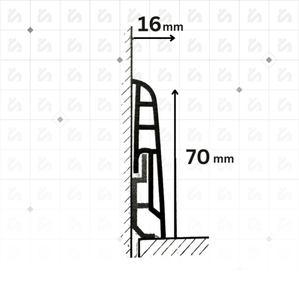 Plinthe pour Quik Vinyl LVT SPC 70x16x2500 mm - (2,5ml) - Couleur Assortie