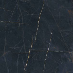 Carrelage en grès cérame effet marbre Premium, noir, poli, 120x120 cm - CS25096