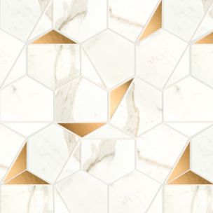 Mosaïque Atlas Concorde Marvel Shine Calacatta Prestigio Gold Hex Shiny 25.1X29 - A4WU