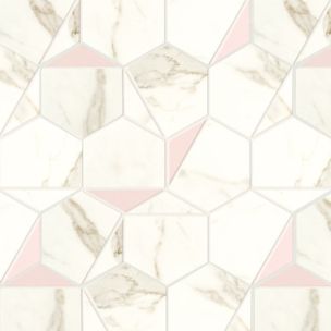 Mosaïque Atlas Concorde Marvel Shine Calacatta Prestigio Rose Hex Silk 25.1X29 - A4WS