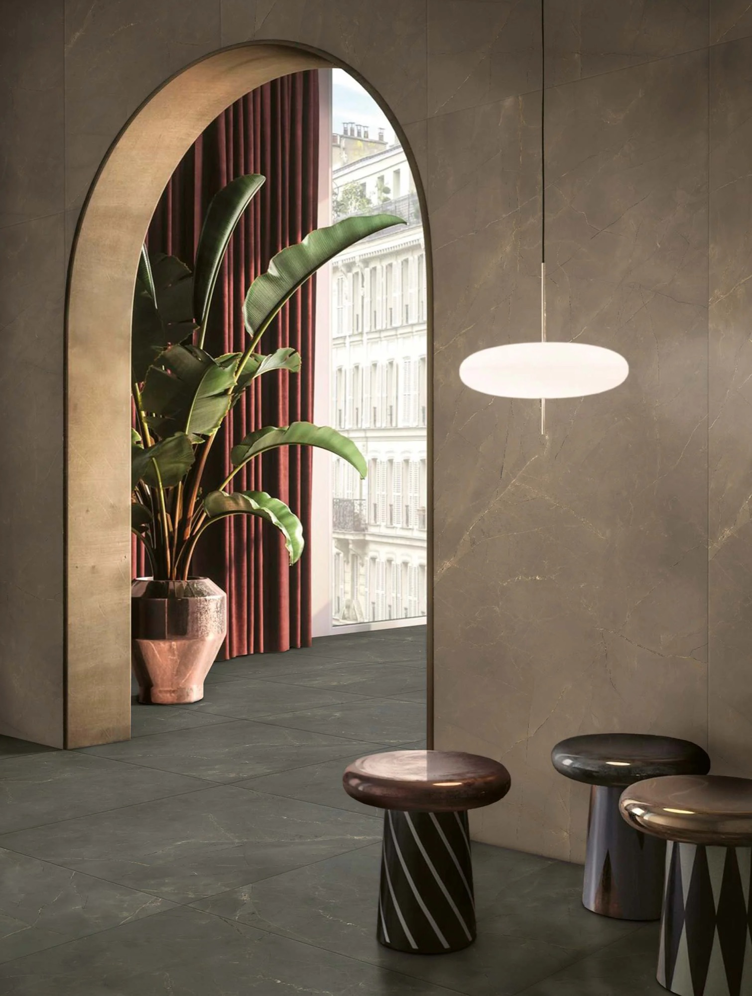 Carrelage Porcelaine Effet Marbre Naturel Gris Foncé Mat Rt 120x120 - EATN1512