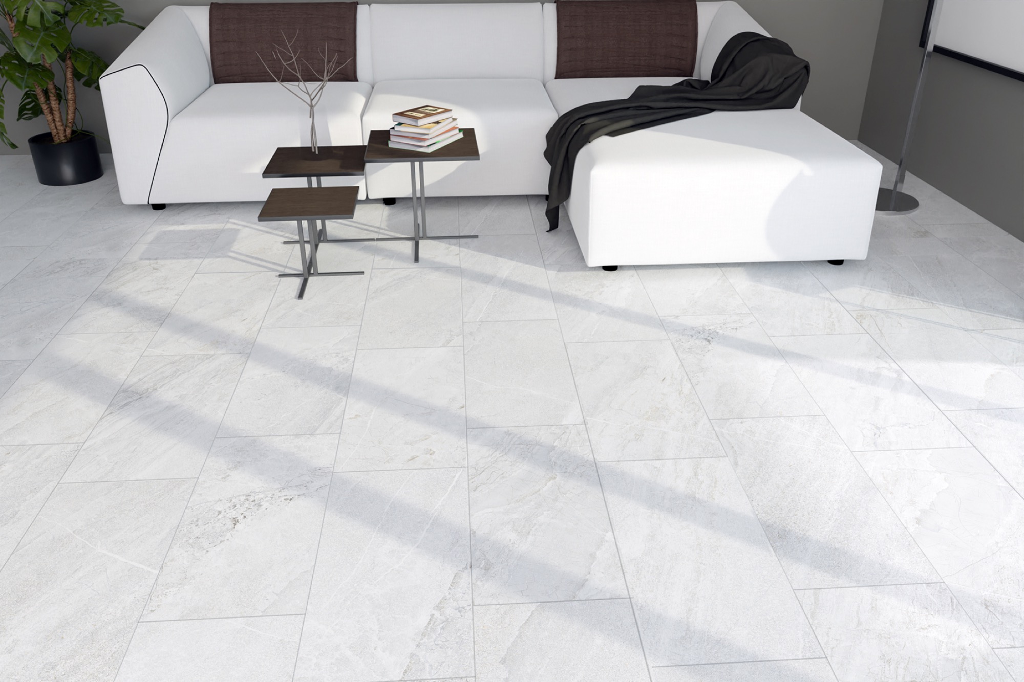 Carrelage Porcelaine Effet Pierre Jérusalem Blanc Mat 60X120 - Eawe211