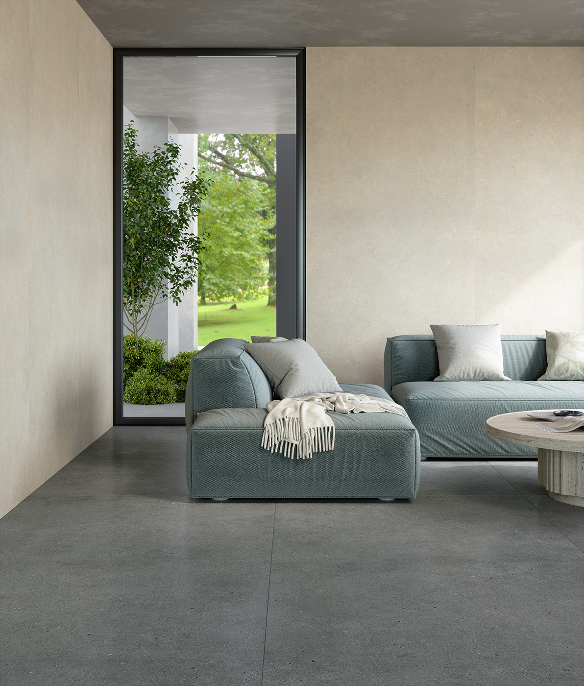 Carrelage Porcelaine Effet Ciment Marron Mat 80X80 - Ebfe018