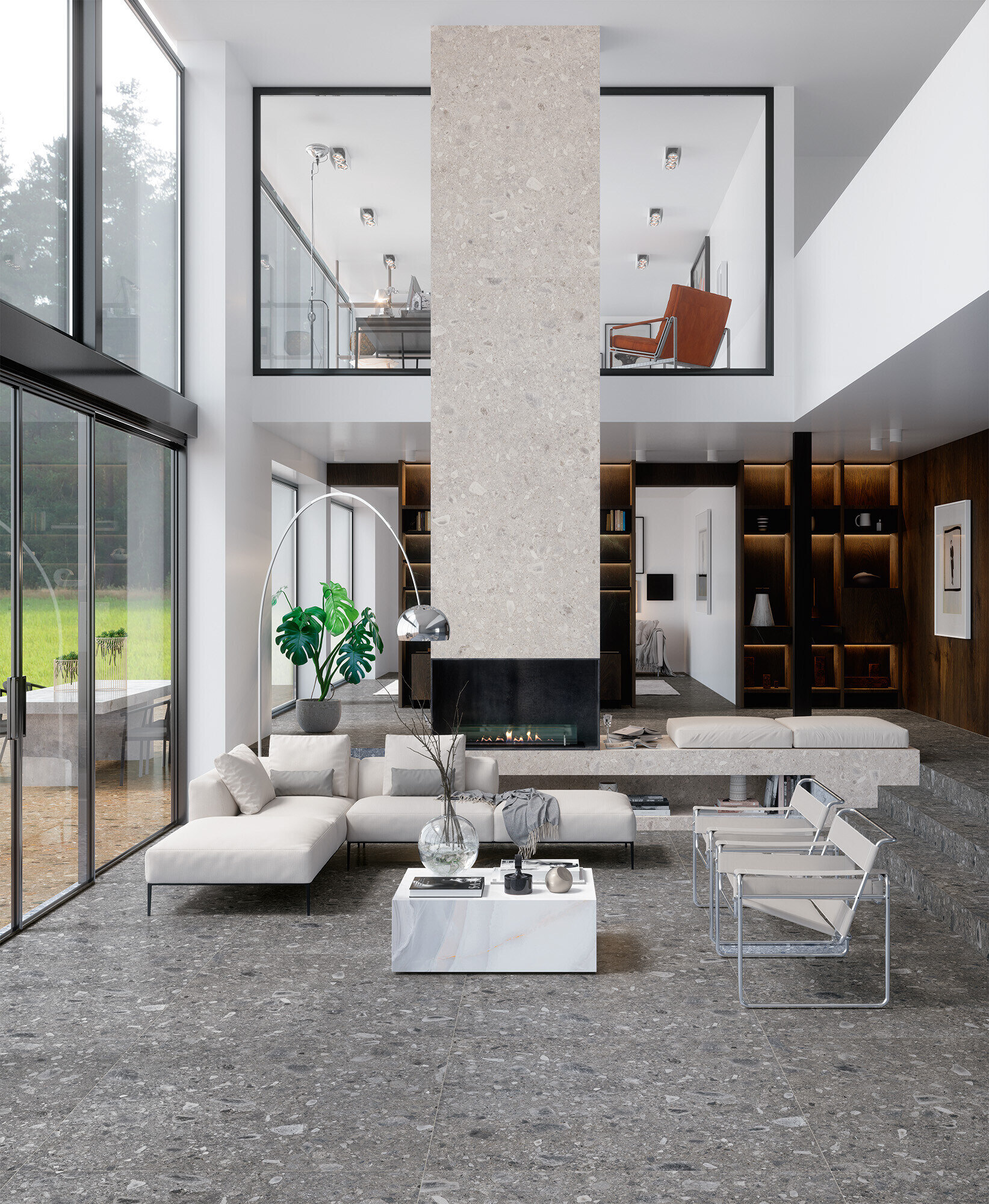 Carrelage Grès cérame Effet Pierre Ceppo Di Gre' Antracite Antidérapant 60X120 - Ecga238