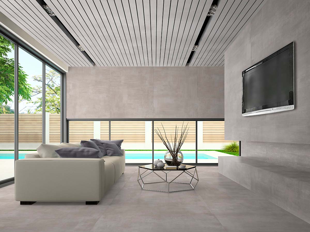 Carrelage Porcelaine Effet Béton Brossé Gris Antidérapant 80X80 - Ecge381