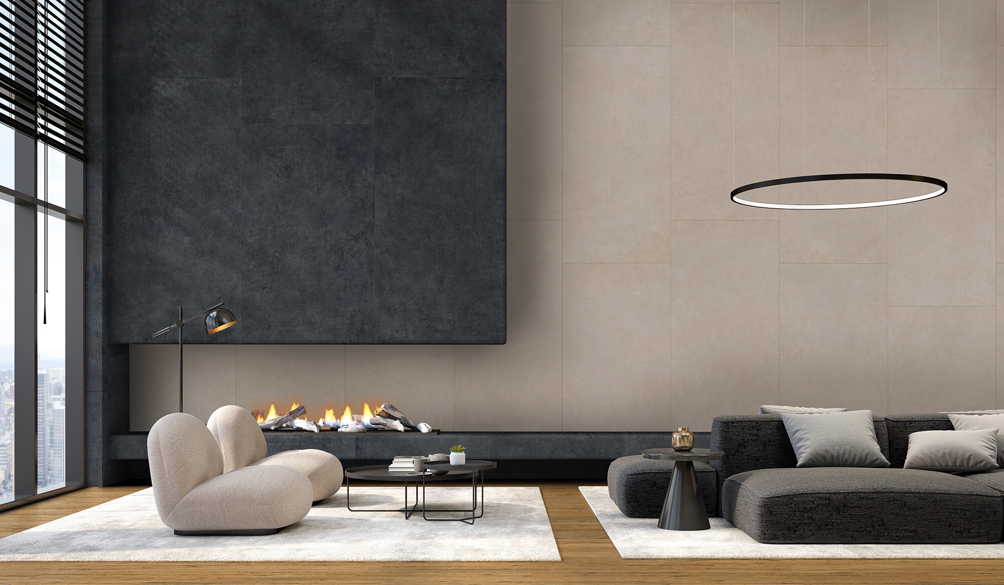 Carrelage Porcelaine Effet Béton Moderne Ivoire Antidérapant 60X60 - Ecme408