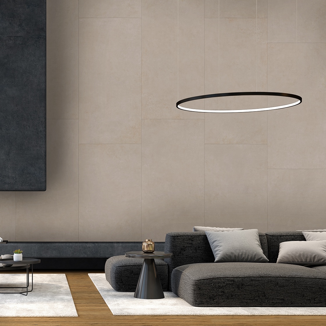 Carrelage Porcelaine Effet Béton Moderne Ivoire 120X120 - Ecme388