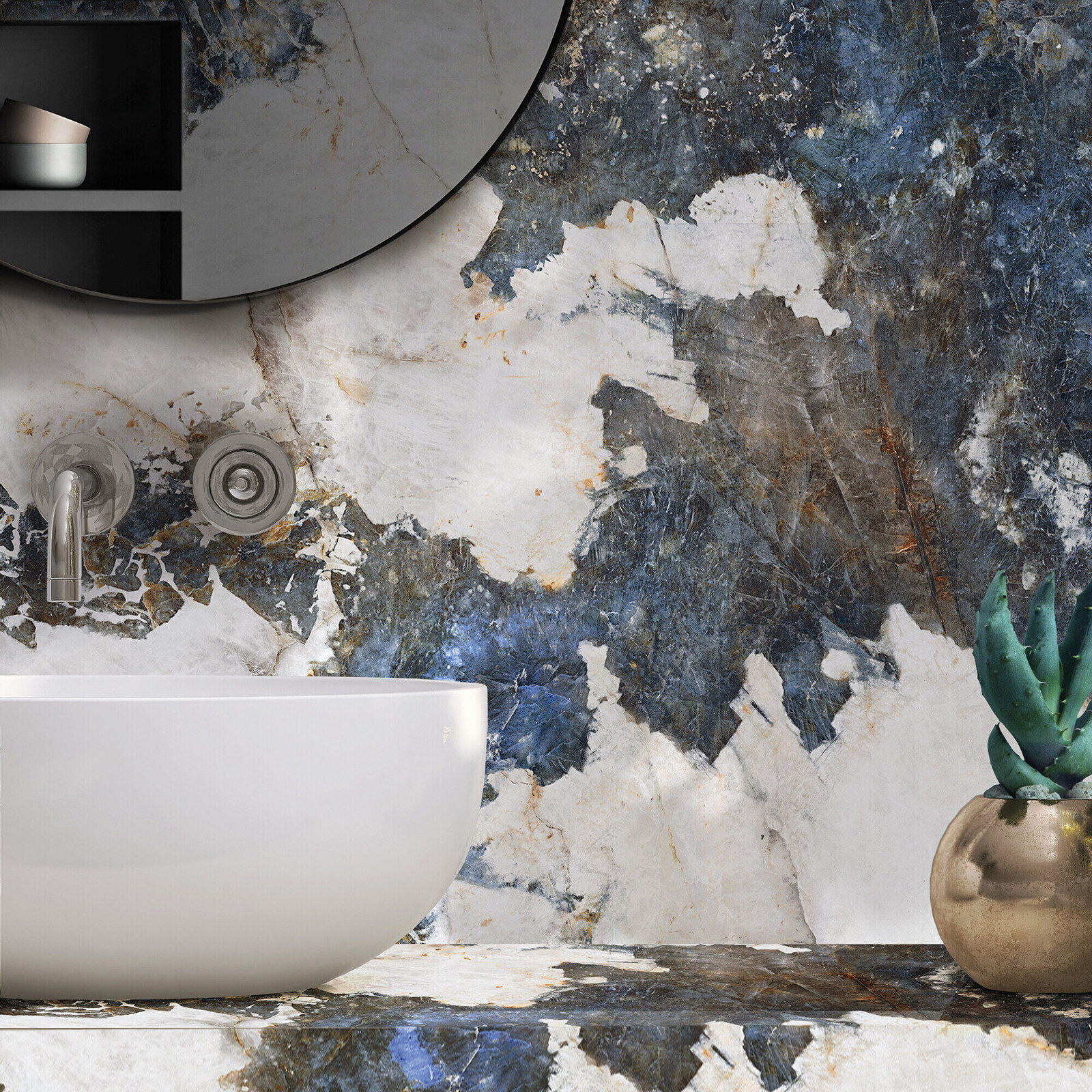 Carrelage Porcelaine Effet Marbre Cristal Bleu Poli 60X120 - Ecrs197