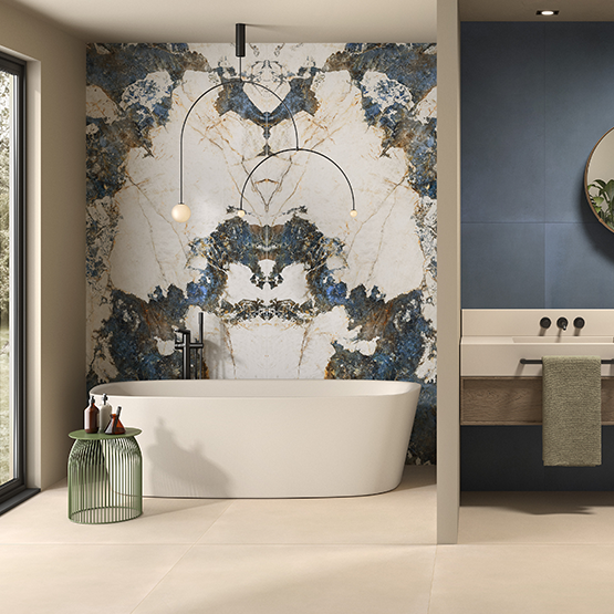 Carrelage Porcelaine Effet Marbre Cristal Bleu Mat 120X120 - Ecrs755