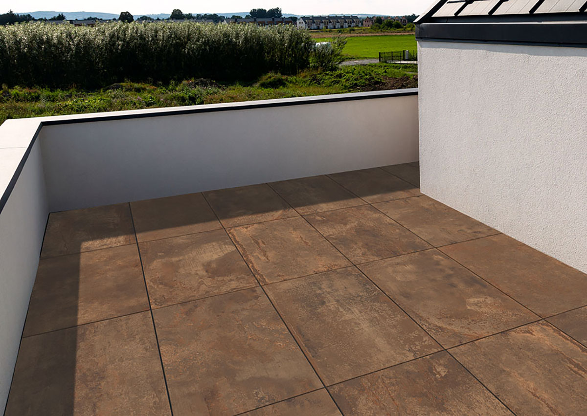 Carrelage Porcelaine Effet Métal Oxydé Corten 20Mm R11 60X60 - Efrt439