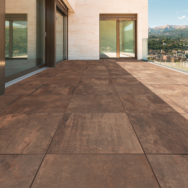 Carrelage Porcelaine Effet Métal Oxydé Corten 20Mm R11 60X120 - Efrt435