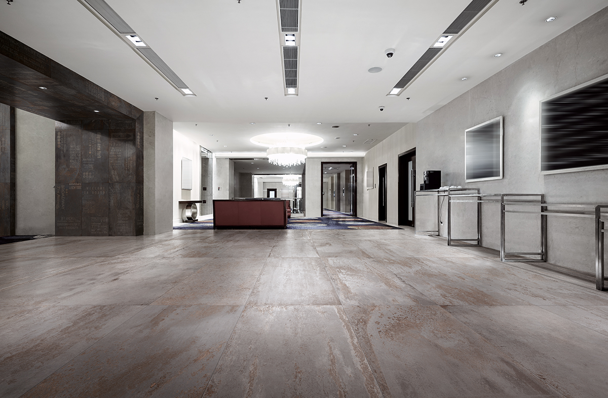 Carrelage en porcelaine effet métal oxydé gris antidérapant 60X60 - Efsr044