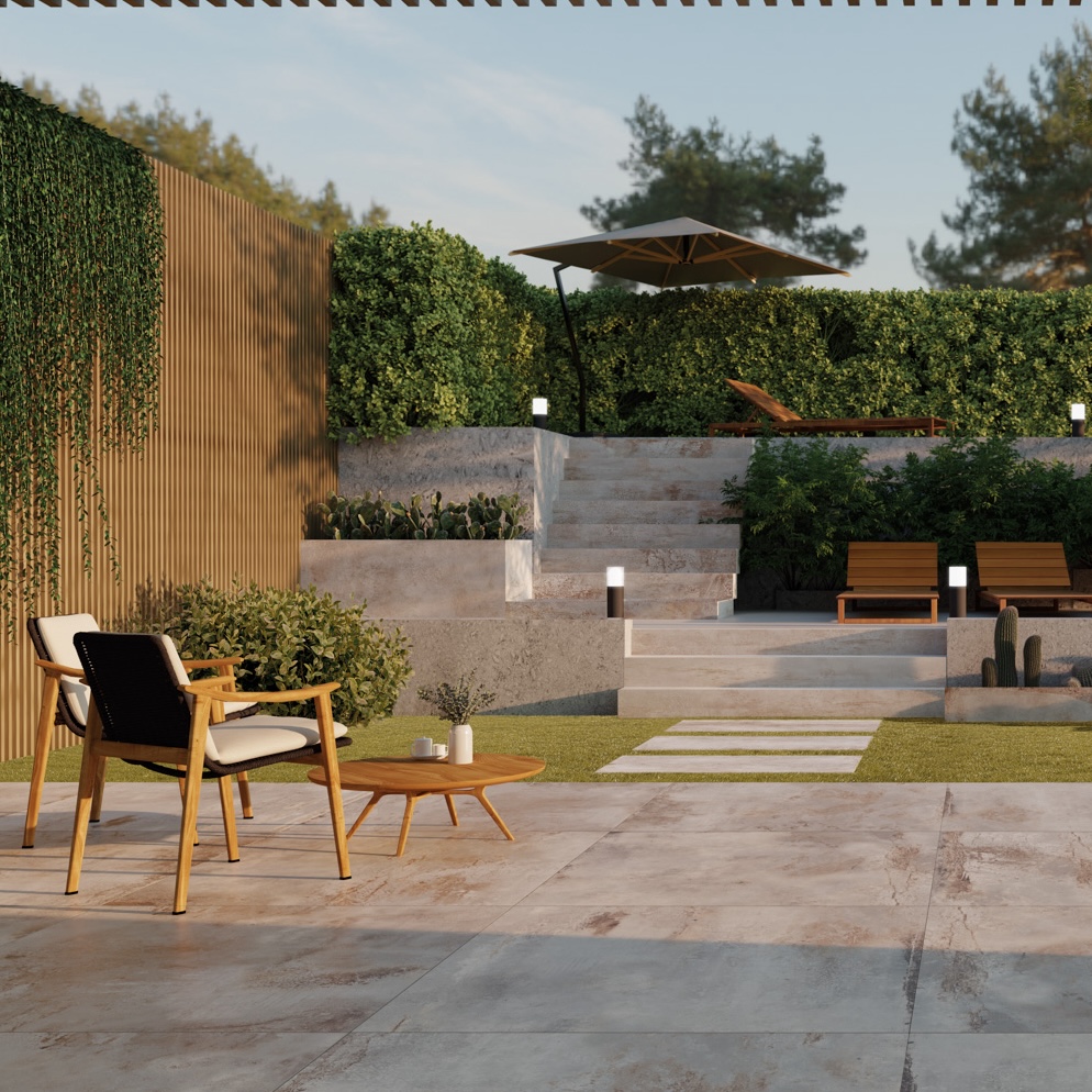 Carrelage en porcelaine effet métal oxydé blanc antidérapant 60X60 - Efwe040