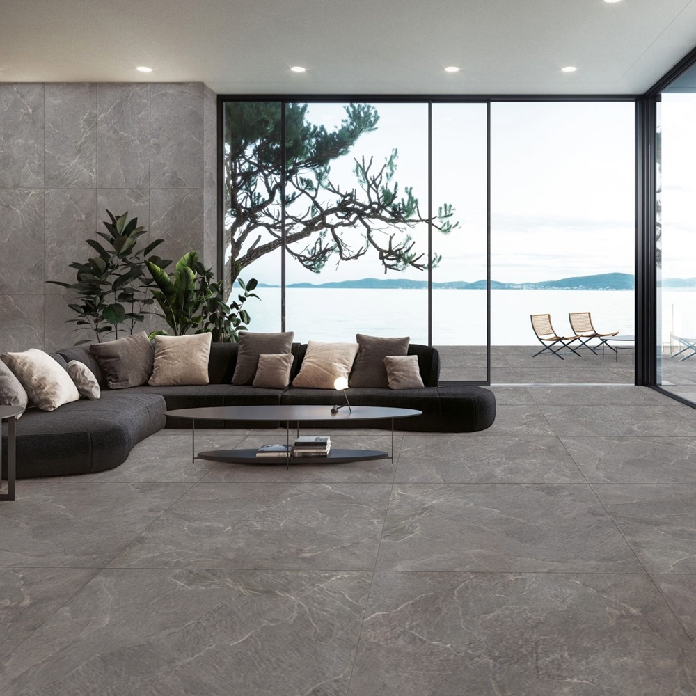 Carreau de porcelaine effet pierre Deluxe gris mat Rt 30x60 - EGAH1596