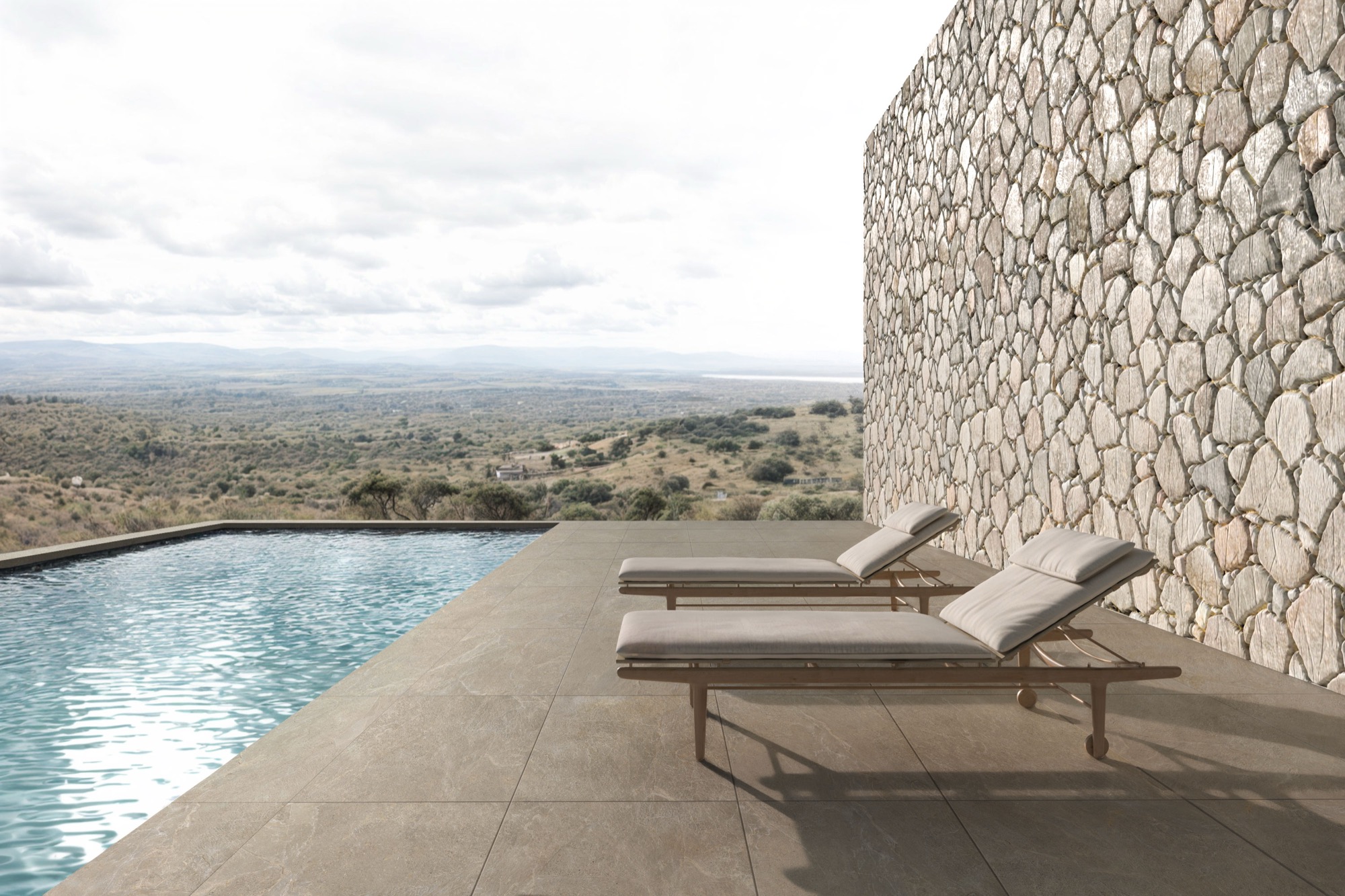 Carrelage Porcelaine Deluxe Effet Pierre Beige 20mm R11 Rt 60x120 - EGCA1585