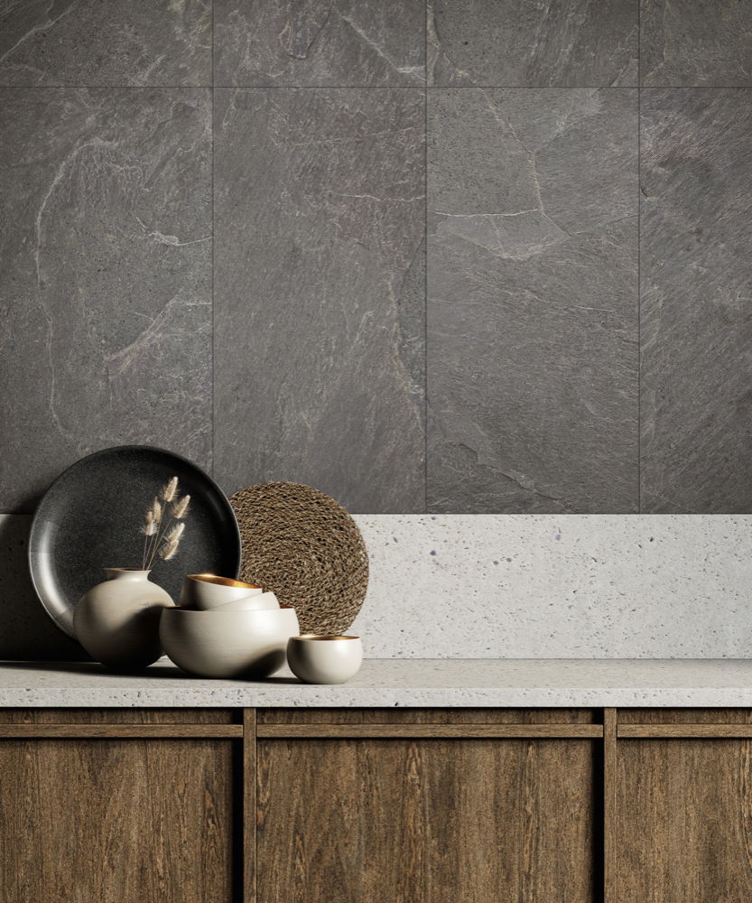 Carreau de porcelaine effet pierre mat gris foncé Deluxe Rt 30x60 - EGSM1604