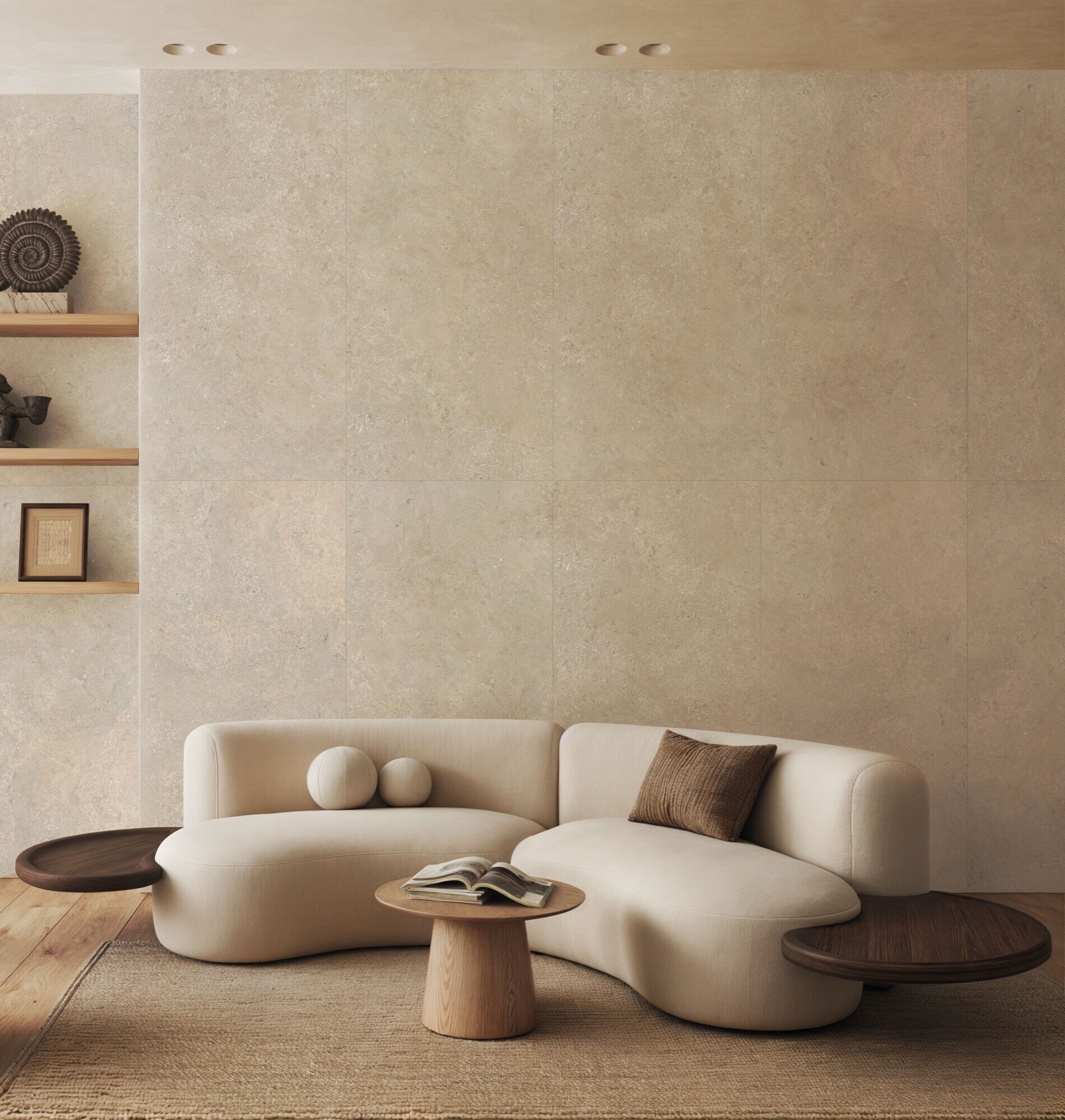 Carrelage Porcelaine Effet Pierre Naturelle Moderne Beige Mat Rt 60x60 - EHCR1626