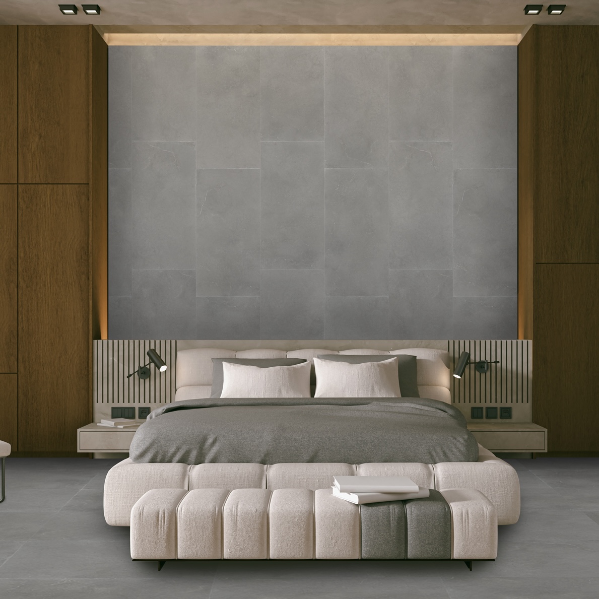 Carrelage Porcelaine Effet Pierre Moderne Gris 120X120 - Ehol1062