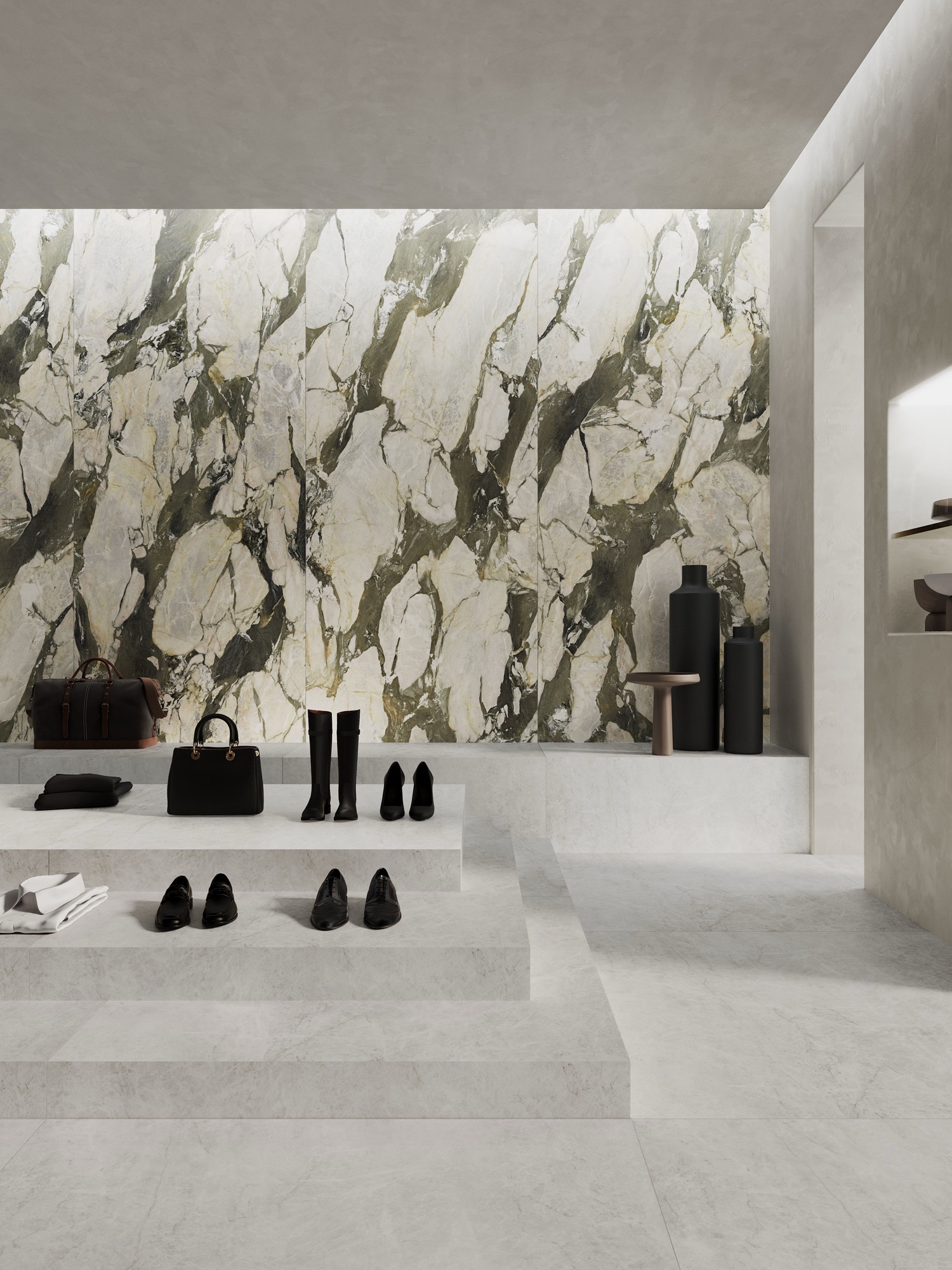 Carrelage de sol en porcelaine aspect marbre vert veiné brillant 120x120 - EI6003