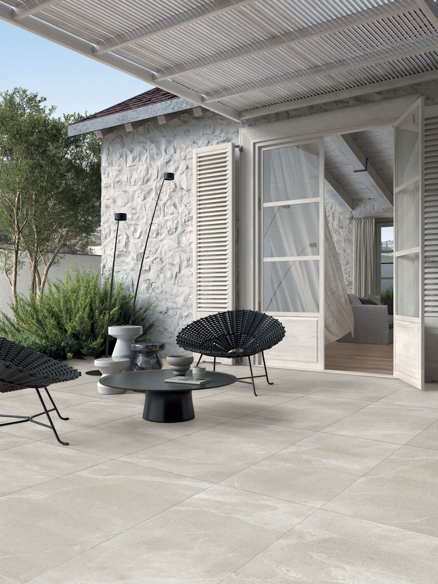 Carrelage de sol en porcelaine effet pierre Delicato blanc 30x60 - EI6051