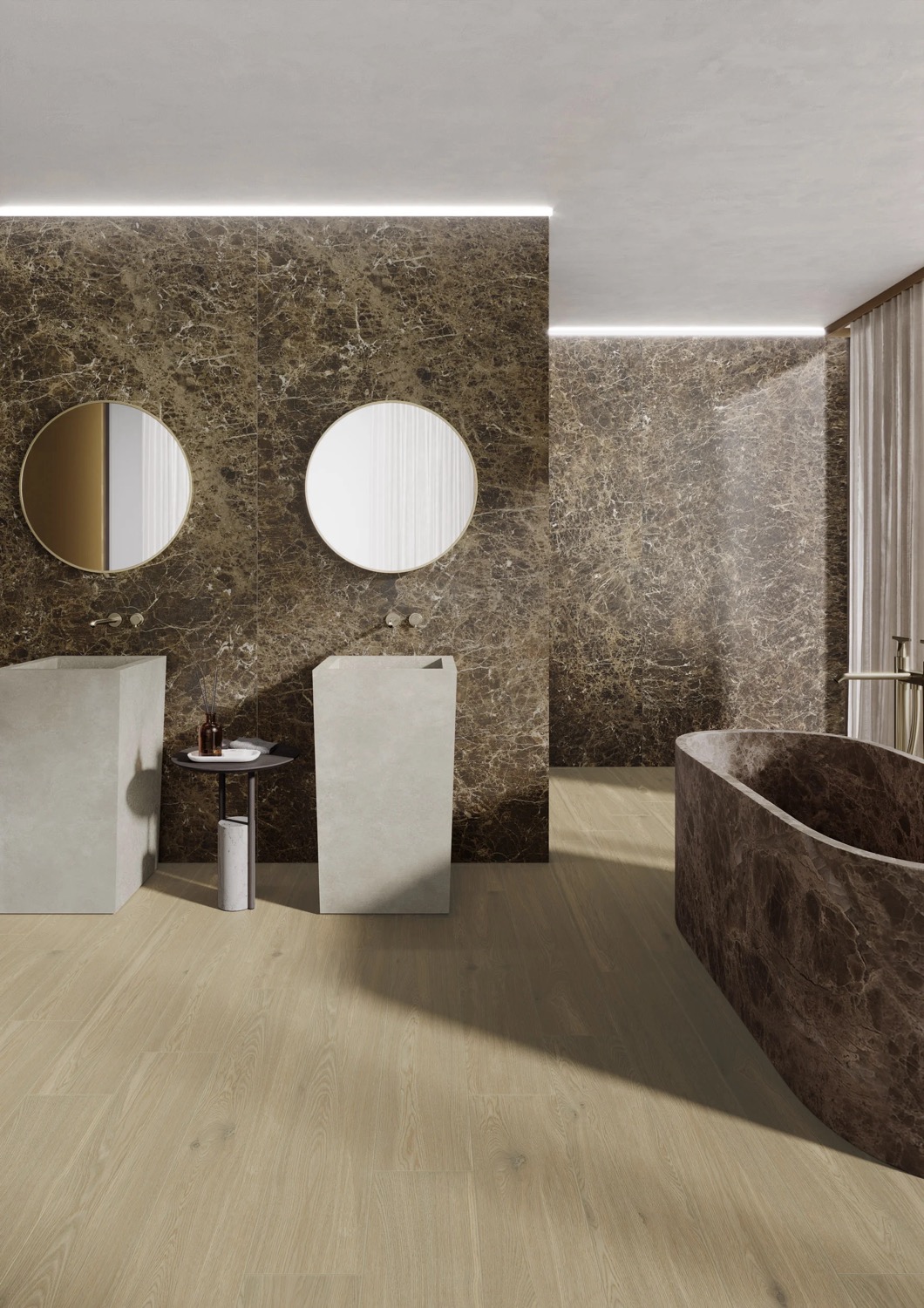 Grès cérame effet marbre Emperador Brun mat 120x120 - EI6055