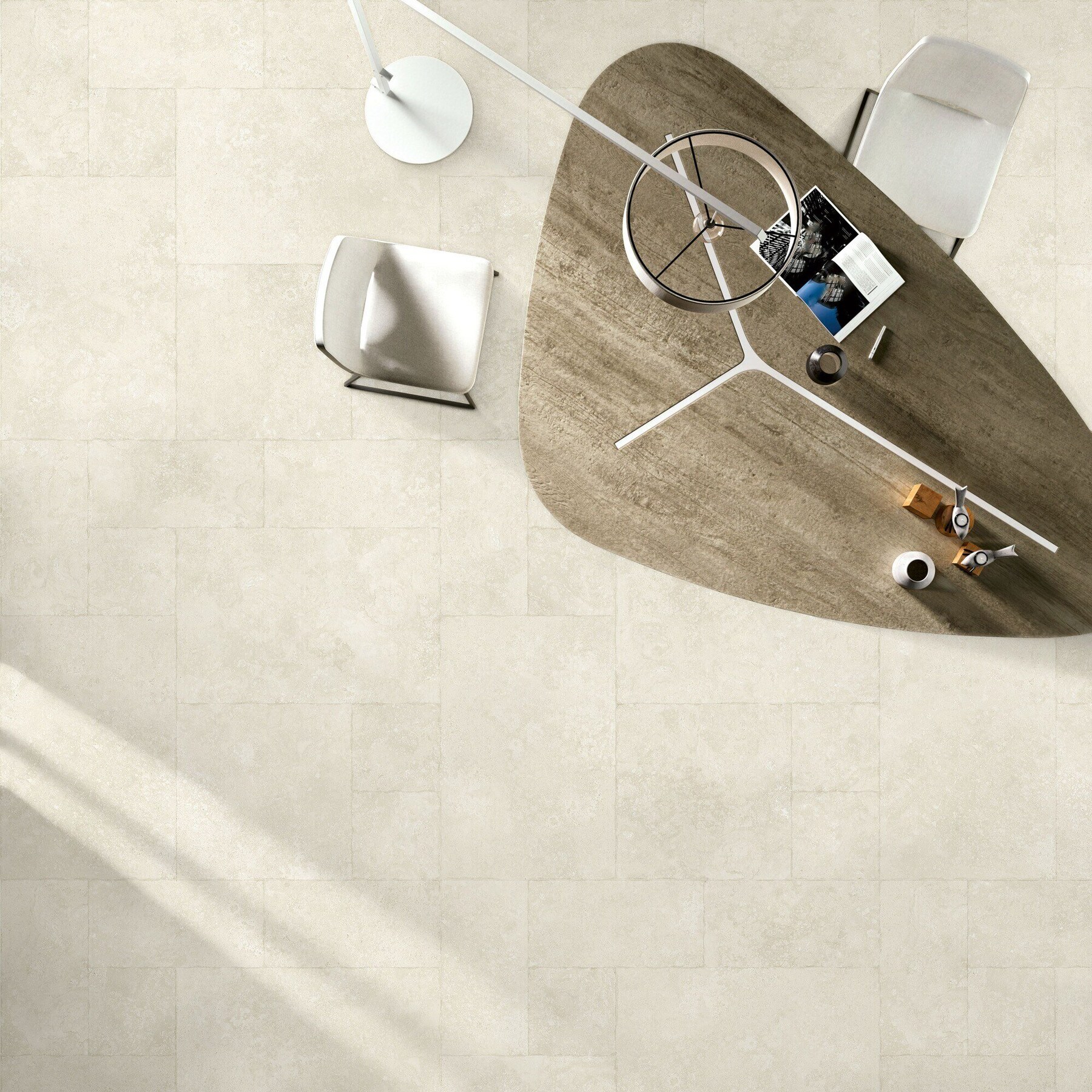 Carrelage extérieur en grès cérame effet pierre blanc pur 20 mm 60 x 120 mm - EO7035