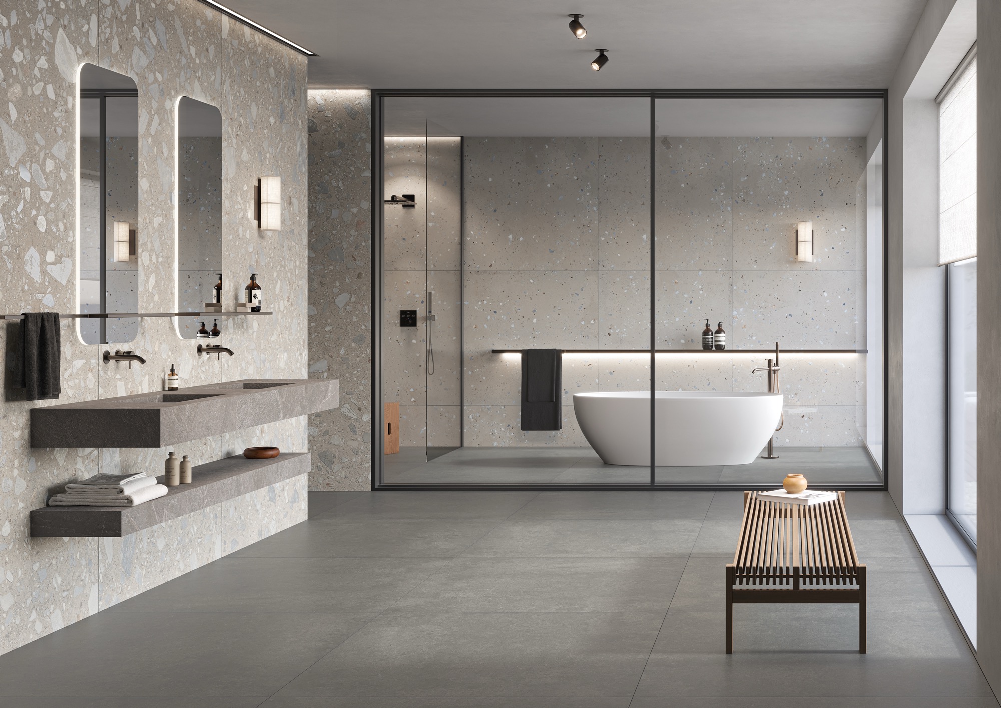 Grès cérame effet pierre noir pur 60x60 - EI6089