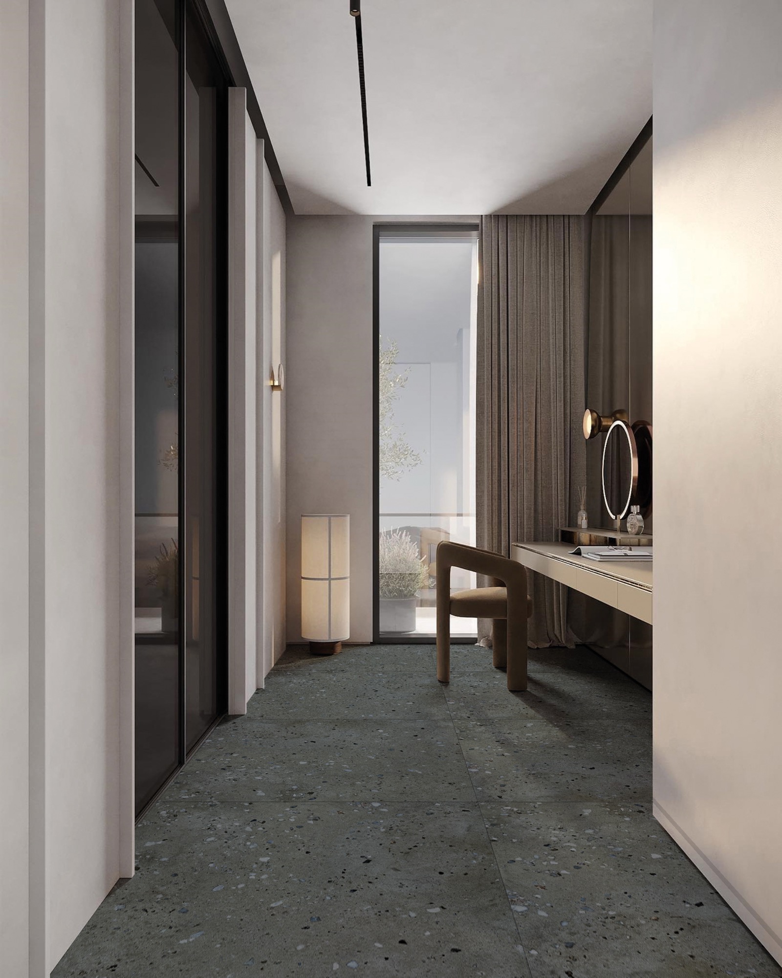 Carreau de porcelaine effet pierre terrazzo noir 120x120 - EI6072