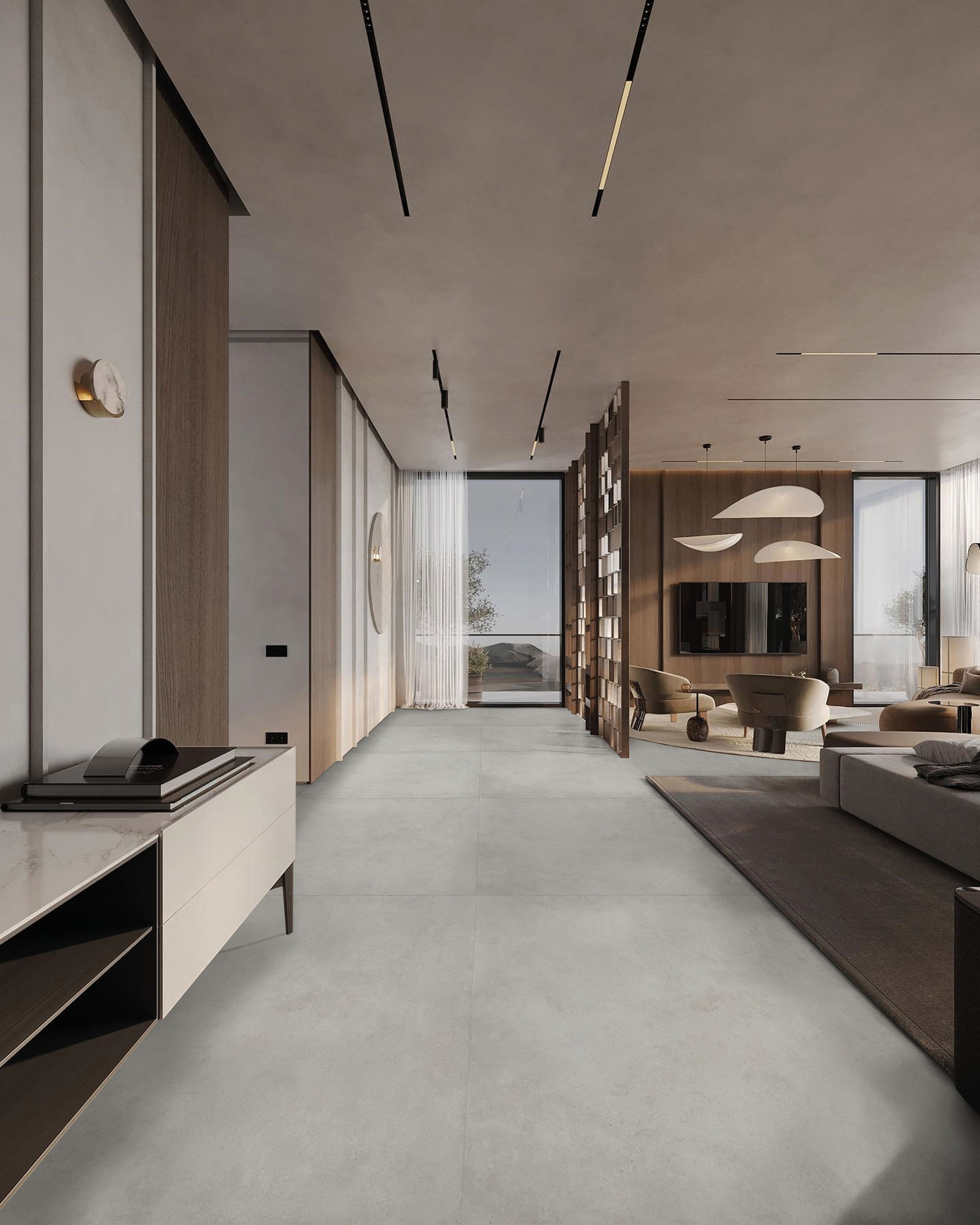 Grès cérame effet béton gris perle 60x60 - EI6131