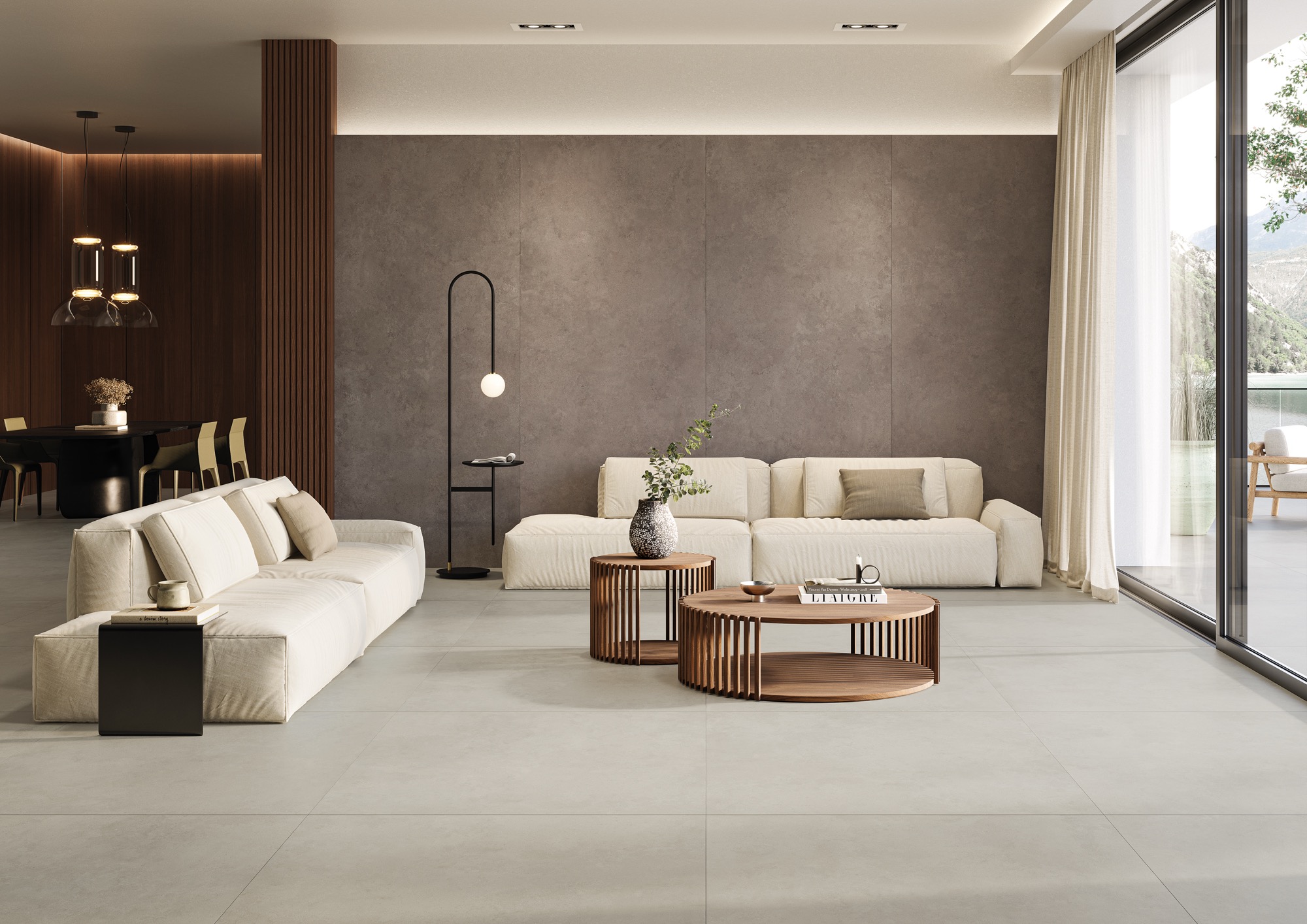 Grès cérame effet béton gris clair 60x120 - EI6116