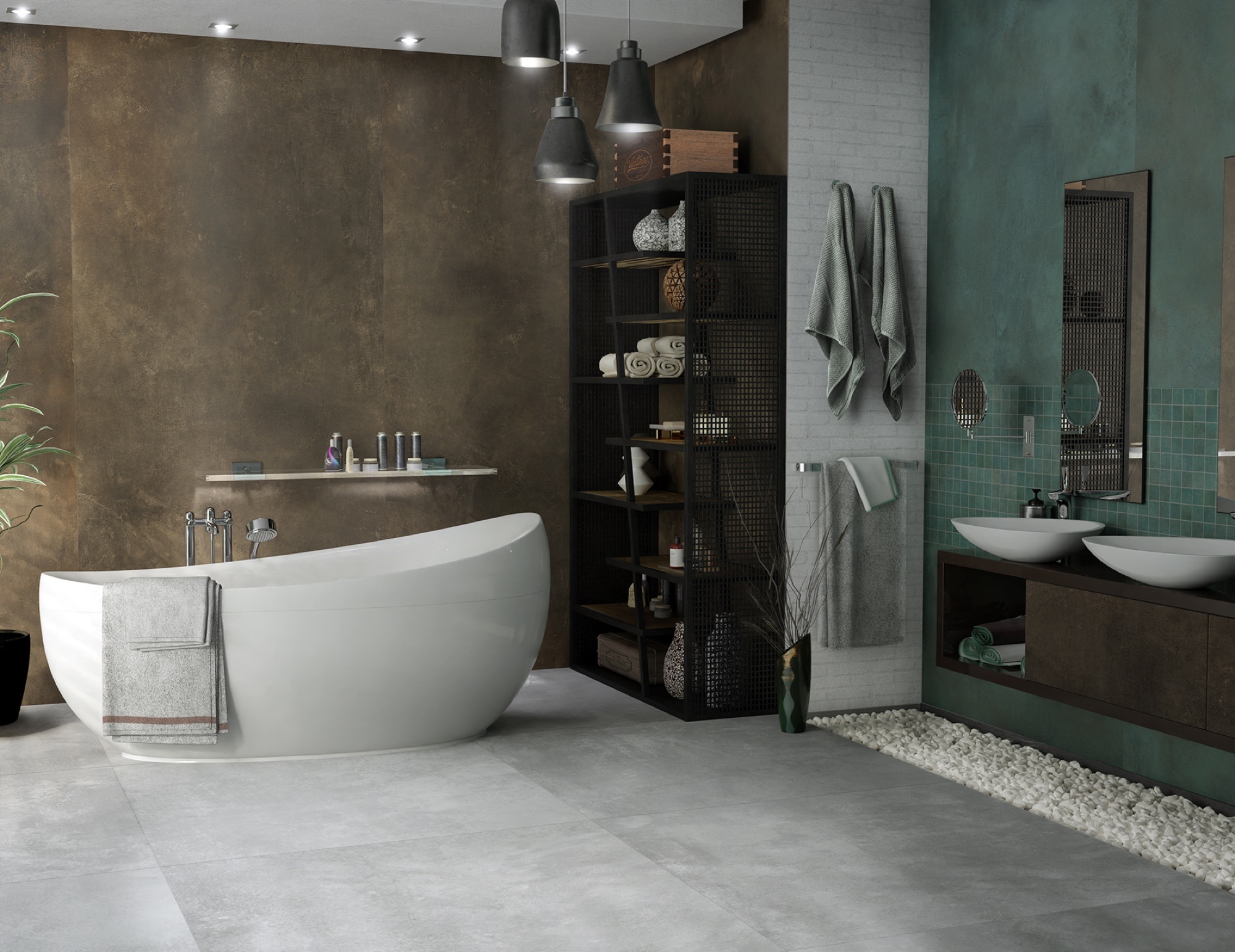 Carrelage Porcelaine Effet Béton Métallisé Marron 60X120 - Embe510