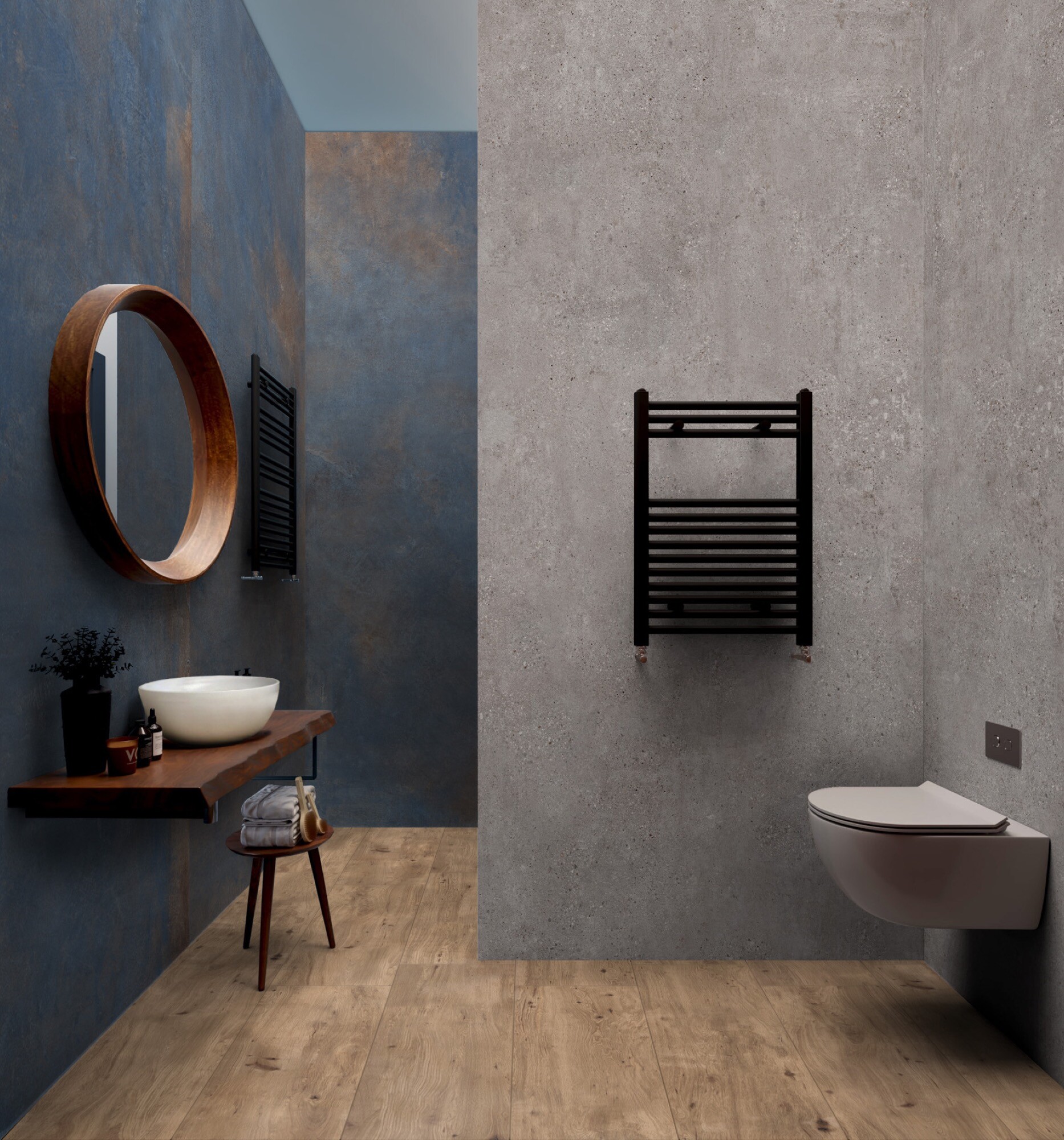 Carrelage Porcelaine Effet Ciment Métallisé Bleu 60X60 - Embe526