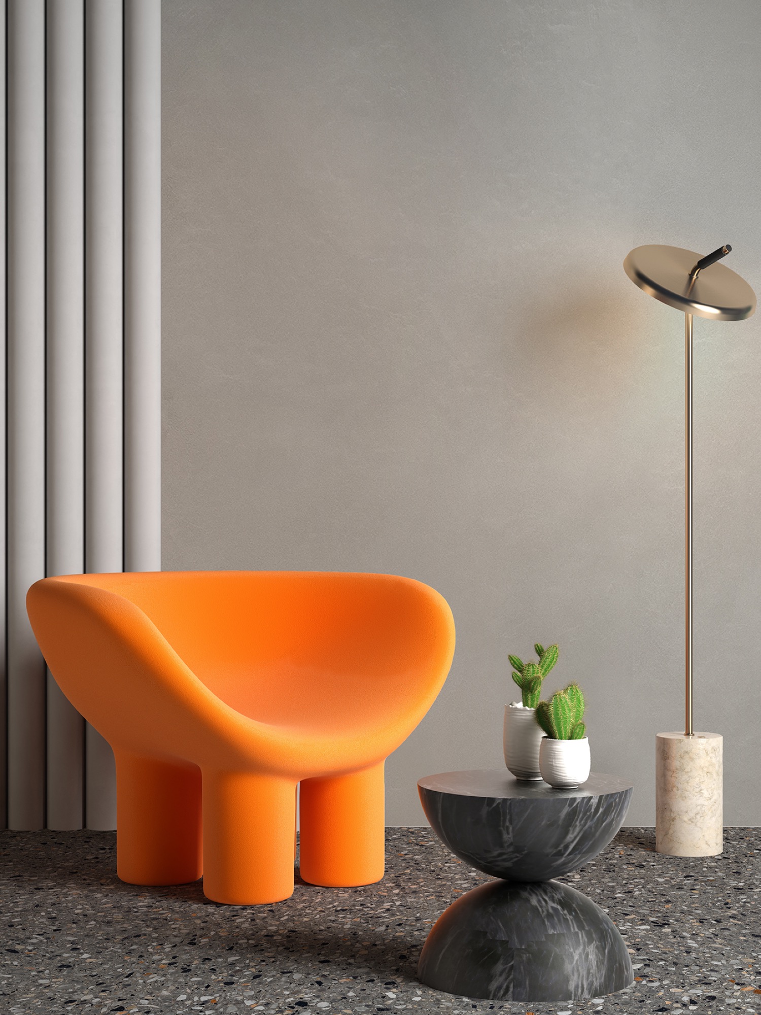 Carrelage Porcelaine Effet Béton Couleur Gris Clair 60X120 - Embe596