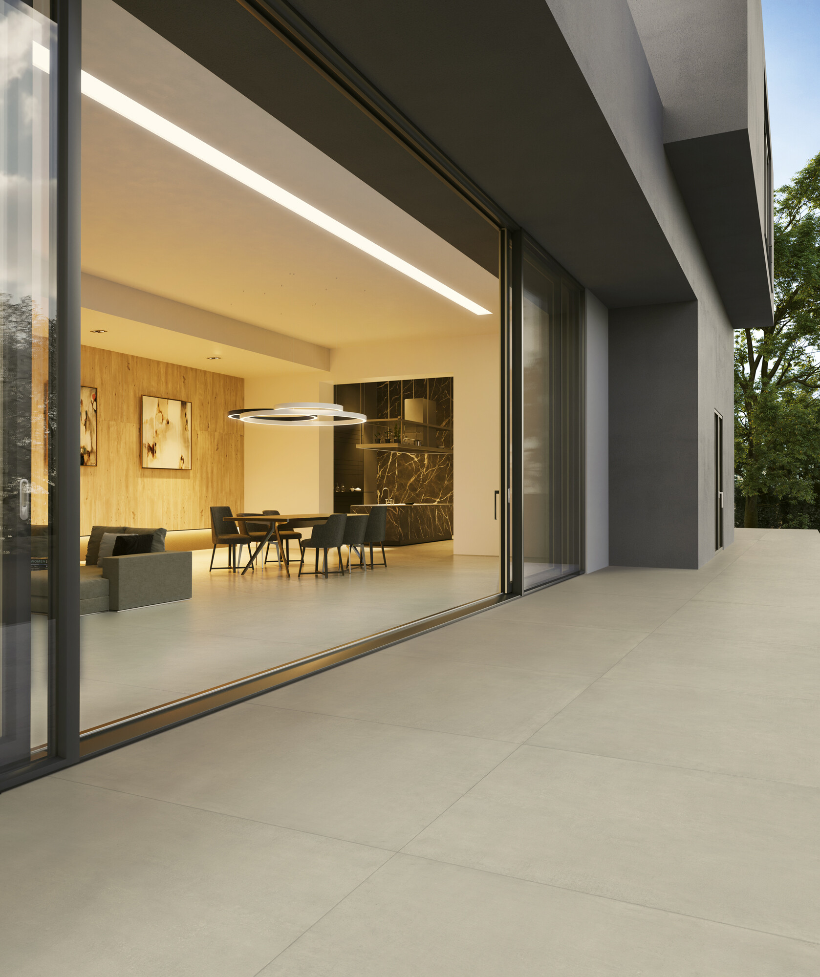 Carrelage en porcelaine effet béton contemporain blanc glace antidérapant 60X120 - Emde558