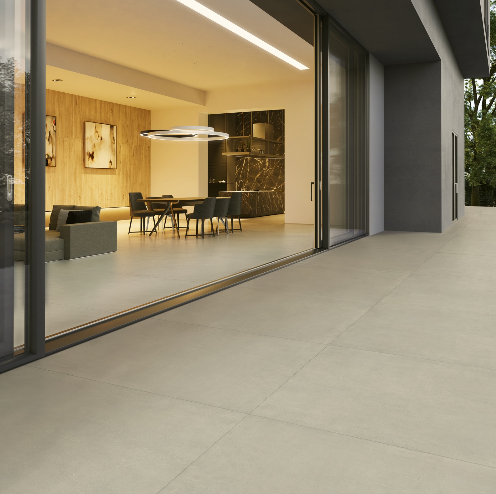 Carrelage en porcelaine effet béton contemporain blanc glace antidérapant 60X120 - Emde558