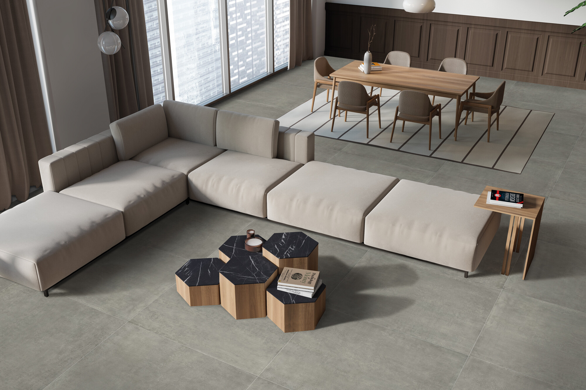 Carrelage Porcelaine Effet Béton Contemporain Gris Foncé 120X120 - Emdy553