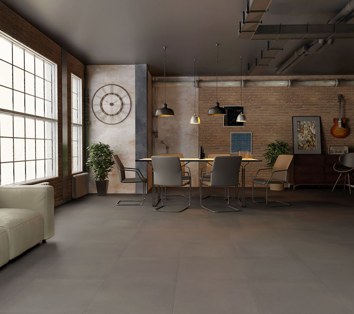 Carrelage Porcelaine Effet Béton Contemporain Noir 60X60 - Emdy578