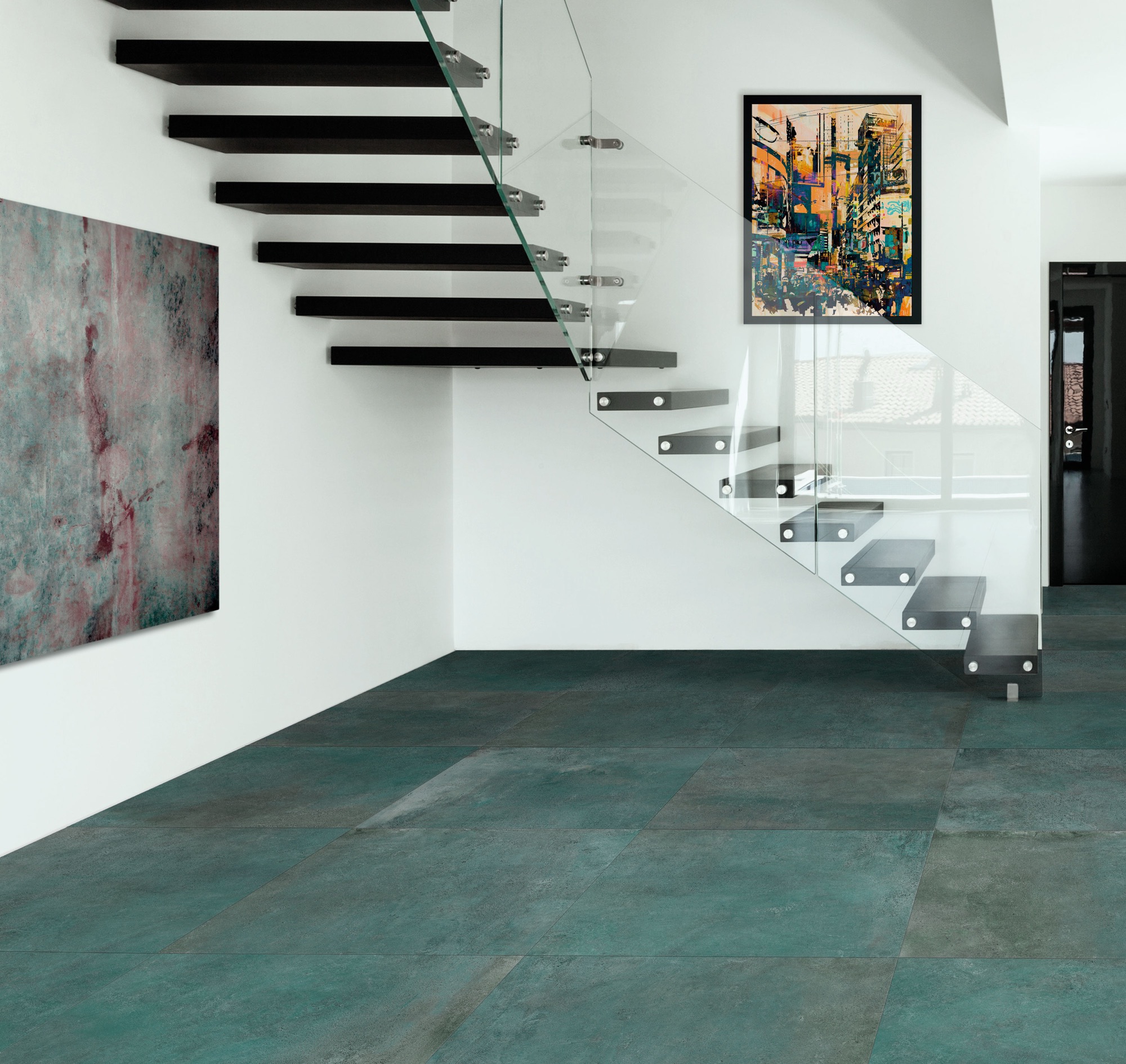 Carrelage Porcelaine Effet Ciment Métallisé Vert 60X120 - Emed512